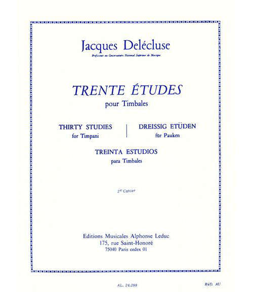 Delecluse Jacques - Dreißig Etüden für Pauken Heft 2