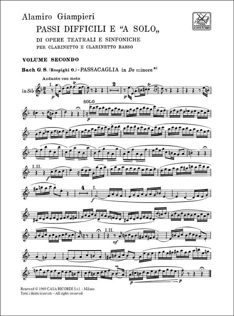 GIAMPIERI A. - PASSI DIFFICILI E 'A SOLO' VOL.2 - CLARINETTE