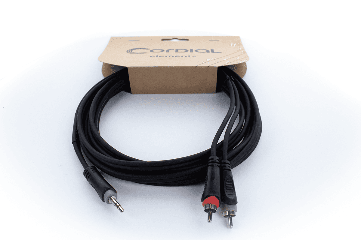 Y-Kabel Splitter Stereo-Miniklinke / 2 RCA 5 M
