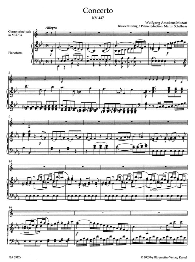 Moz W.A. - Konzert N°3 In Es-Dur Kv 447 Für Horn Und Orchester - Horn Klavier