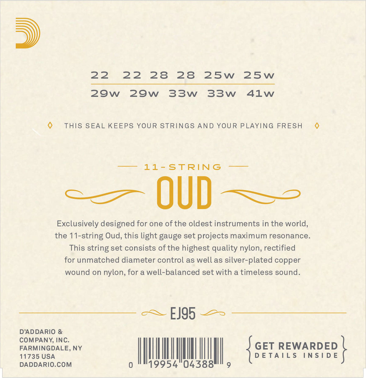 SET OF 11 STRINGS FOR OUD EJ95 D'ADDARIO