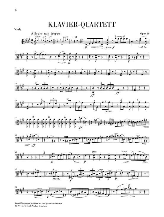 Brahms J. - Piano Quartet A Major Op. 26