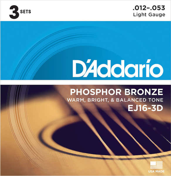 D'ADDARIO OF 3 ACOUSTIC SETS EJ16 12 16 24 32 42 53