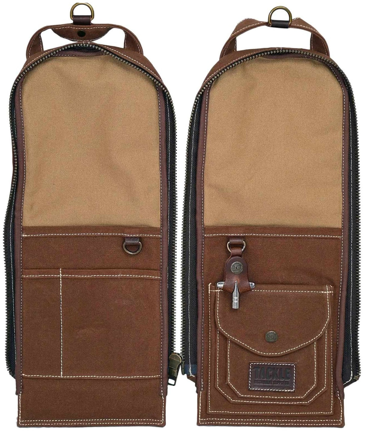 Modulare Stick-Tasche aus gewachstem Canvas - Braun