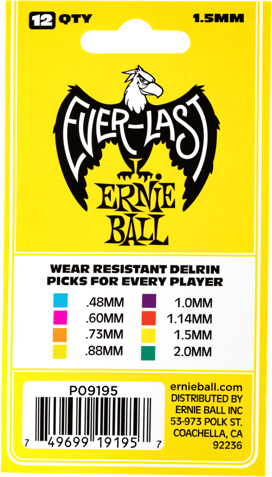 Plektren Everlast Beutel mit 12 Gelb 1,5mm