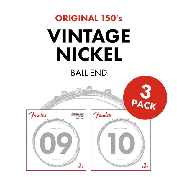 ORIGINAL 150 GUITAR STRINGS PURE NICKEL WOUND BALL END 150L .009-.042 GAUGES 3-PACK