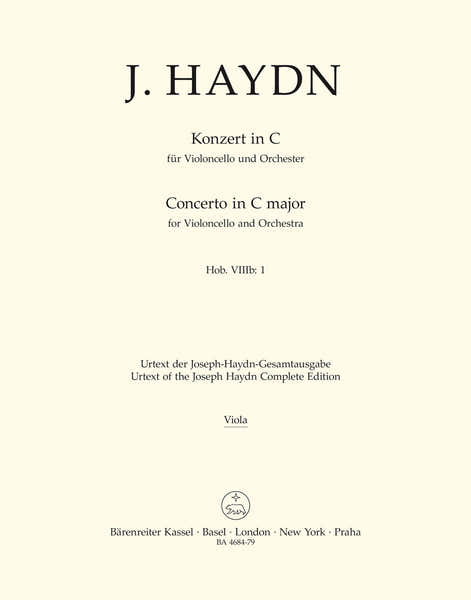 Haydn J. - Konzert In C - Violoncelle et Orchestre - Partie D'alto