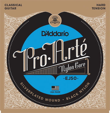 EJ50 PRO-ARTE BLACK NYLON CLASSICAL GUITAR STRINGS HARD TENSION