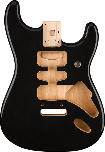 Deluxe Stratocaster HSH Korpus aus Erle, Stegmontage mit 2 Punkten, Schwarz