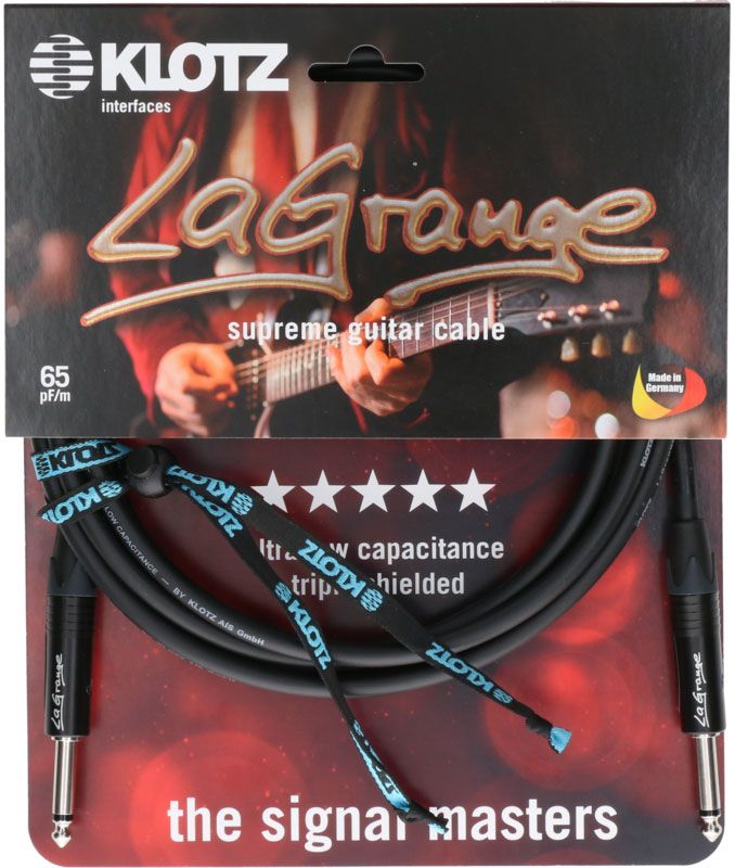 LA-grange Instrumentenkabel Schwarz 3M Mono-Klinke - Mono-Klinke