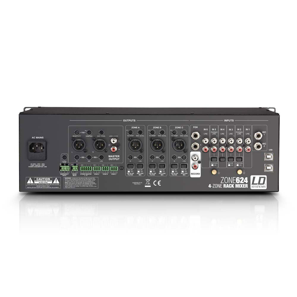ZONE 624 - MIXER 4 ZONES RACKABLE 3 U.