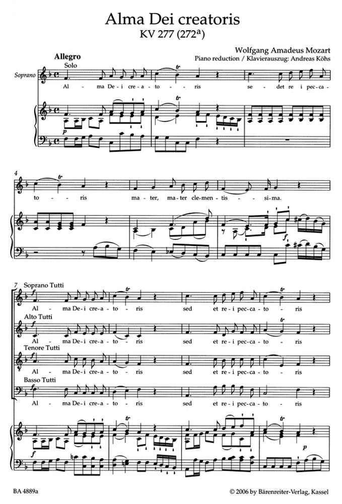 Moz W.A. - Alma Dei Creatoris Kv 277 (272A) - Ch Piano