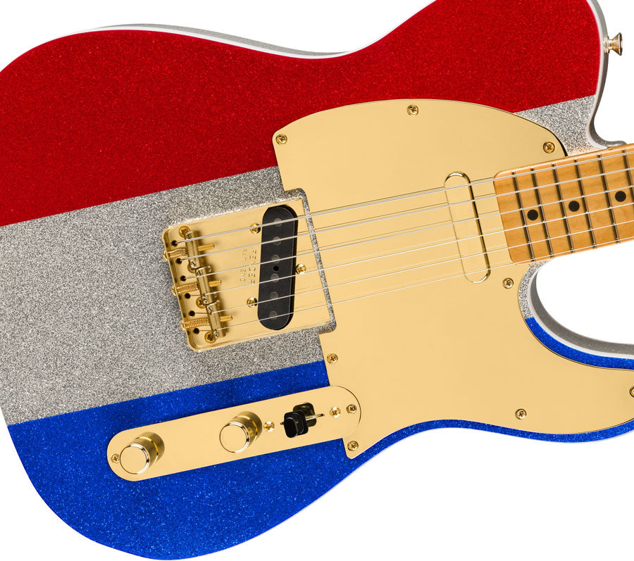 Telecaster Signature Buck Owens Mn Roter silberner blauer Glitzer