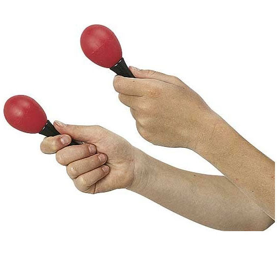 2 Paar Maracas aus rotem und schwarzem Kunststoff mit Klang