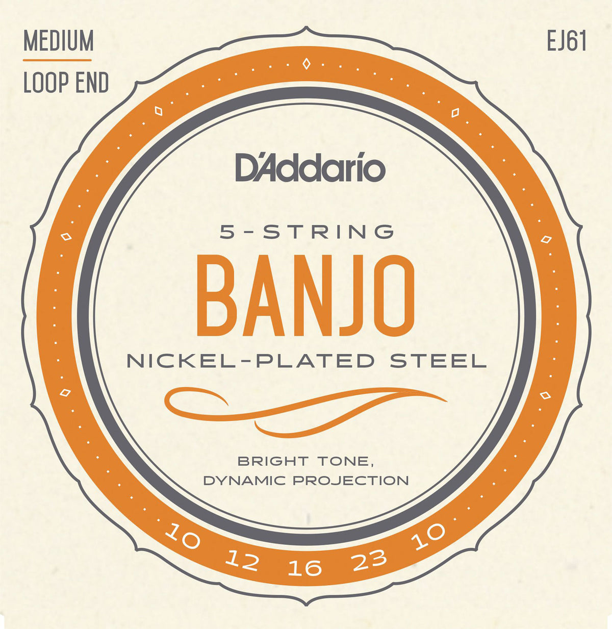 EJ61 NICKEL STRING SET FOR BANJO 5 STRINGS 10-23 MEDIUM