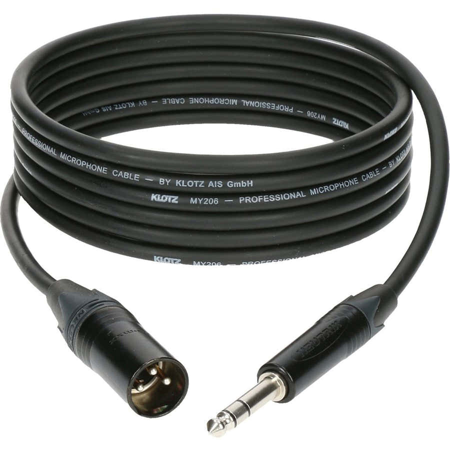 M1 MIC CABLE BLACK 3M XLR 3 MALE - PLUG 3P CONNECTOR METAL BLACK