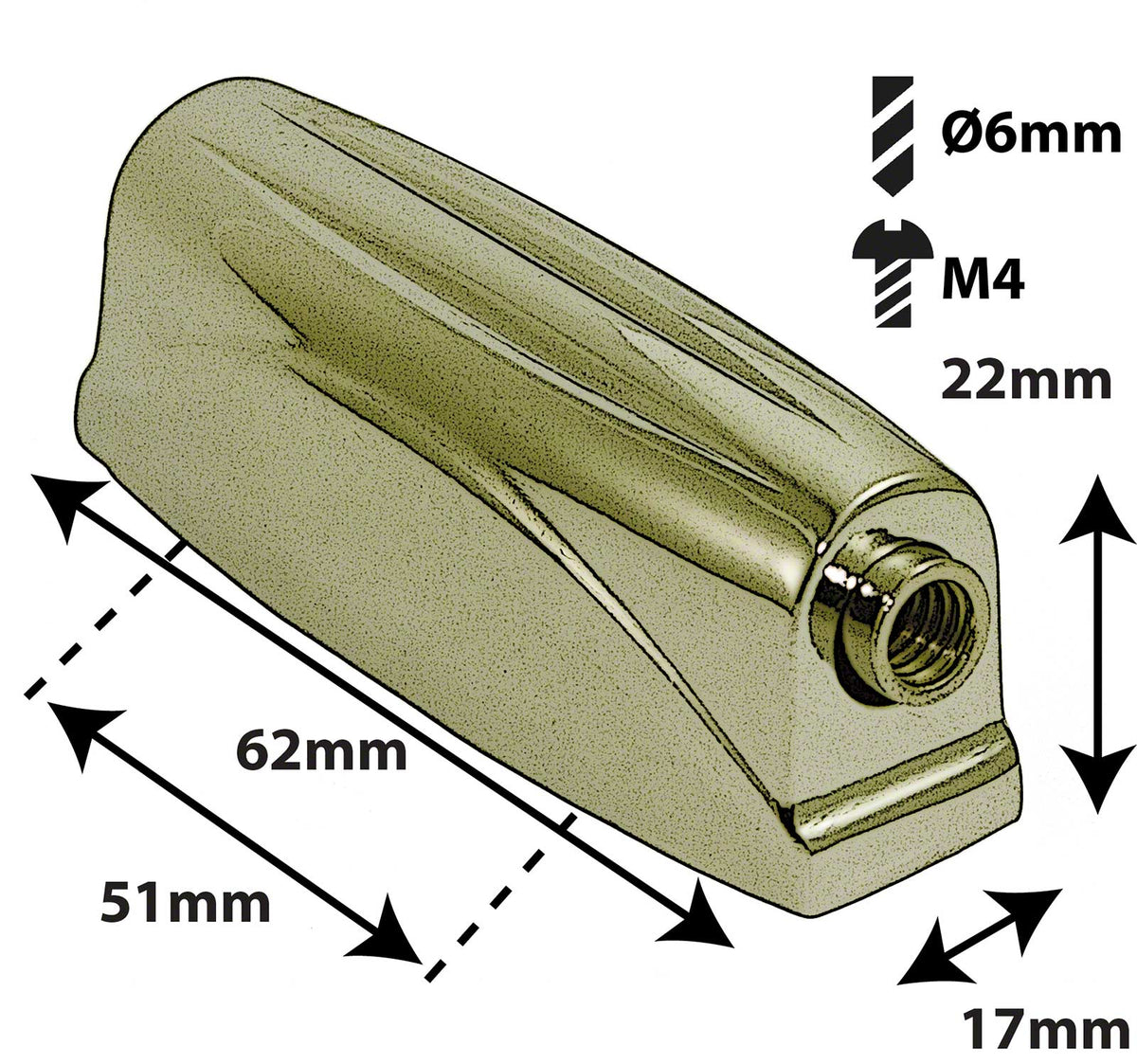 L6SD-BR - Snare-Drum-Spannböckchen - 51mm Gold (X1)