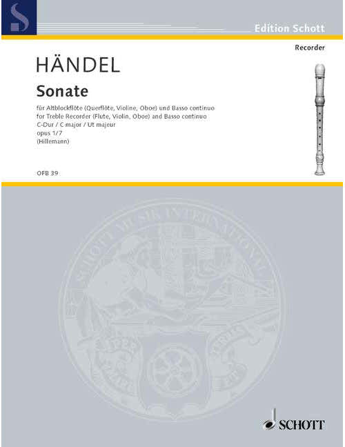 Handel G.F. - Four Sonatas Op 1 Hwv 365 - Treble Recorder (Flute Violin Oboe) And Basso Continuo