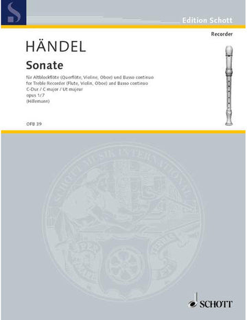 Handel G.F. - Four Sonatas Op 1 Hwv 365 - Treble Recorder (Flute Violin Oboe) And Basso Continuo