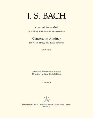BACH J.S. CONCERTO EN LA MINEUR BWV 1041 POUR VN, CORDES ET BC