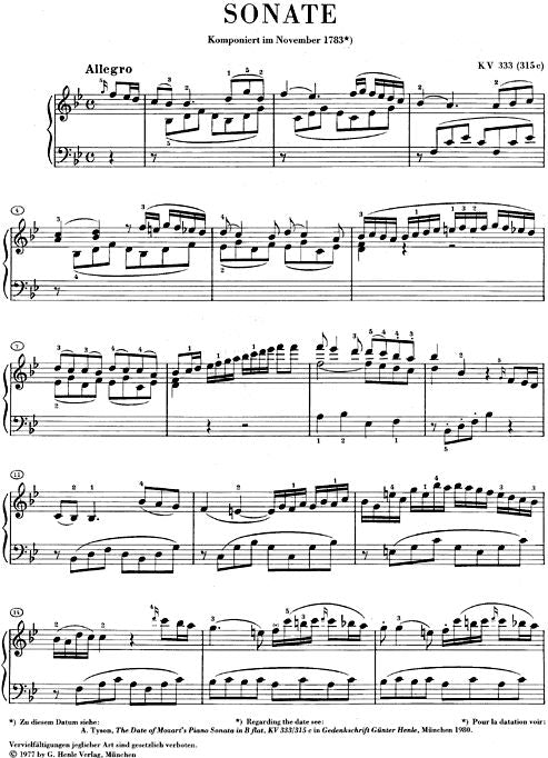 Mozart W.a. - Piano Sonata B Flat Major K. 333 (315C)