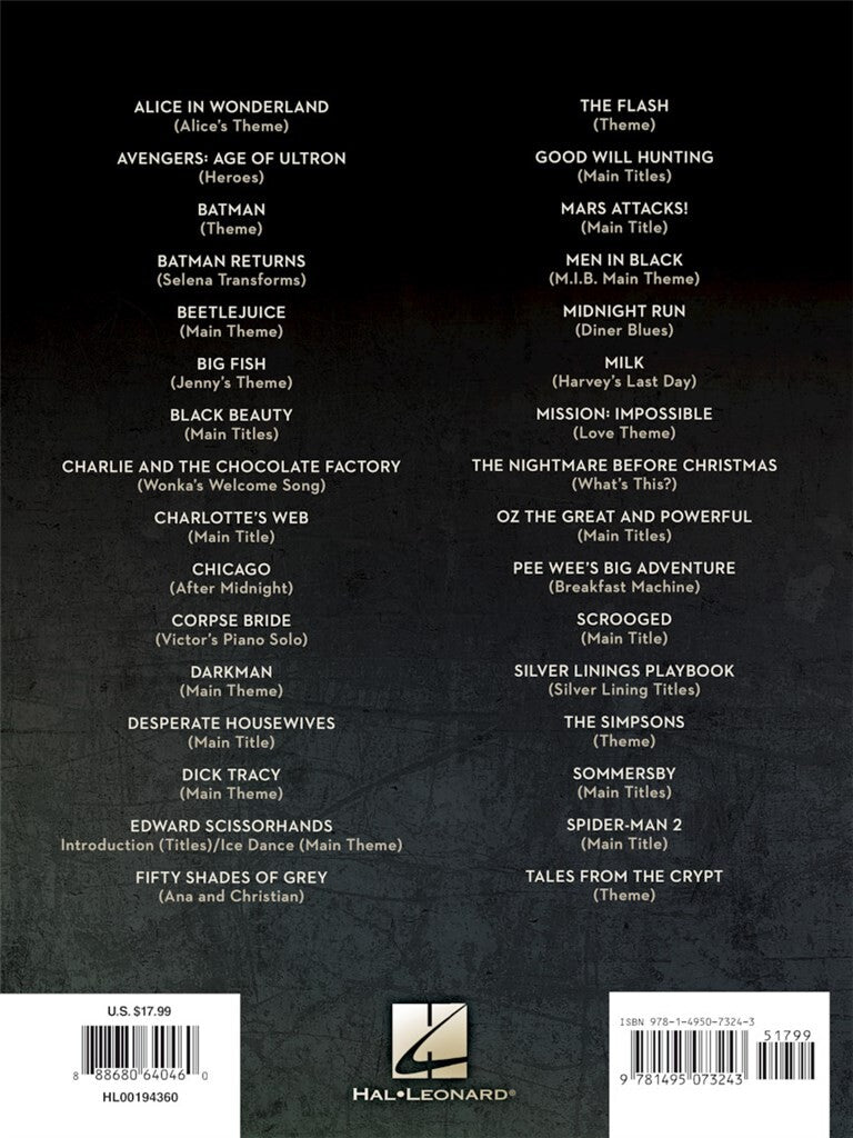 THE MOVIE & TV MUSIC OF DANNY ELFMAN - PIANO SOLO