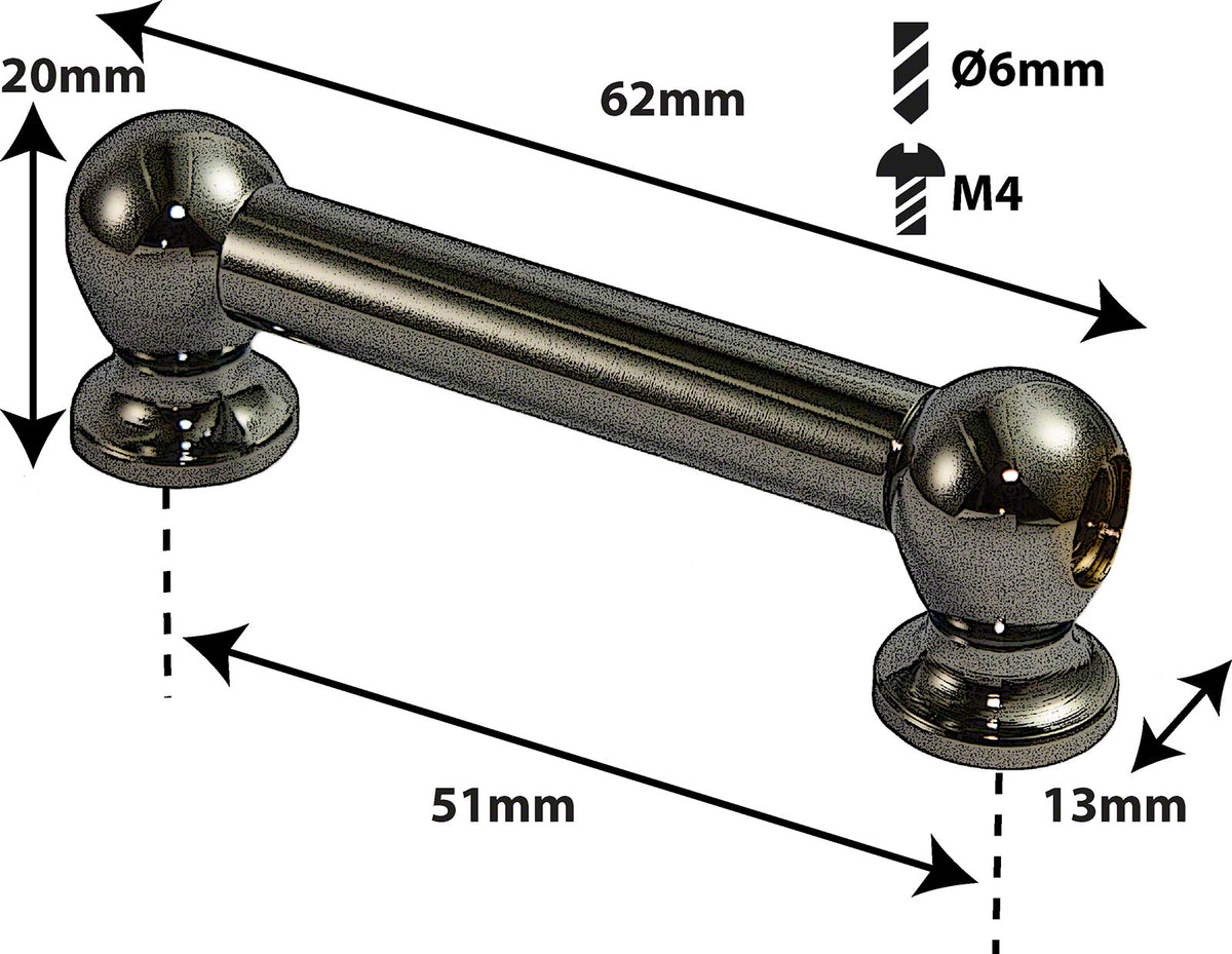 TL1D51-BK - SPANNBCKCHEN TUBELUG SCHWARZE - 51MM - DOPPELTE SPANNSCHRAUBEN (X1)