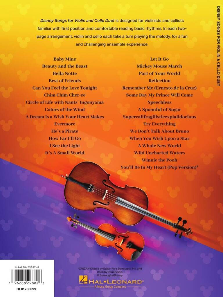 Disney-Lieder für Violin- und Violoncello-Duett