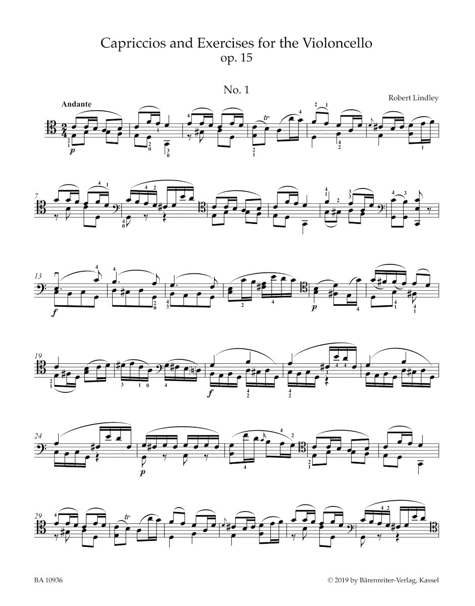 Lindley Robert - Capriccios & Exercices Op.15 - Violoncelle