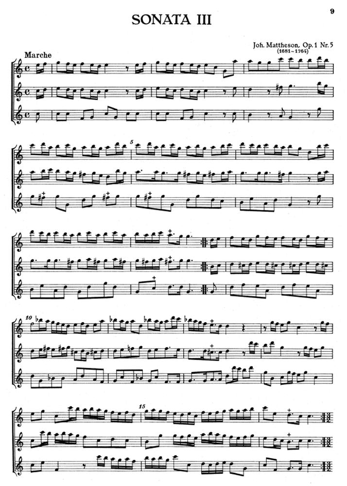 MATTHESON J. - ACHT SONATEN FUR 3 ALTBLOCKFLÖTEN OP. 1/3-10 - BLOCKFLÖTE