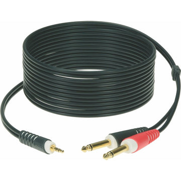 CABLE Y BLACK 2M MINI JACK 3P - 2X JACK 2P GOLD CONTACT