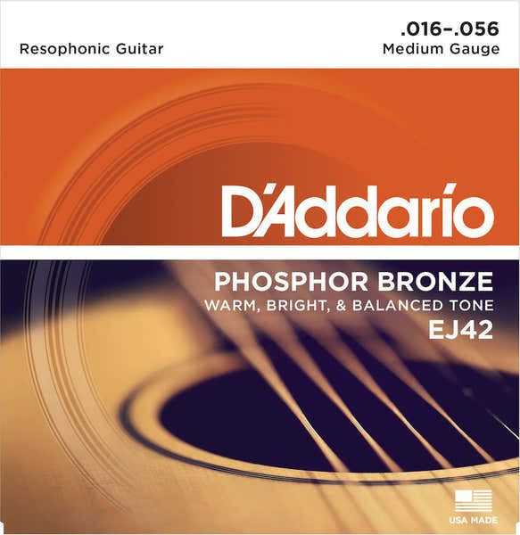 D'ADDARIO EJ42 RESOPHONIC GUITAR STRINGS 16-56