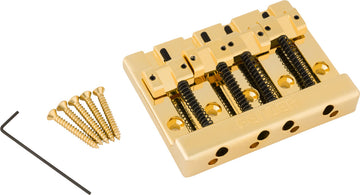 Fender HiMass 4-Saiten-Bassbrücken-Baugruppe mit Zinkreitern Gold