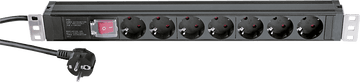 19" 230V RACKMOUNTABLE POWER SOCKET WITH 7 SOCKETS + INTER.