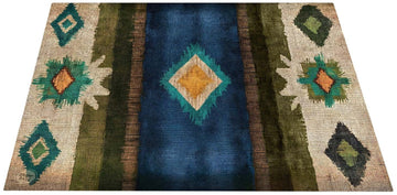 EART185-BLU - Native American Bühnen- / Schlagzeugteppich 1.85 x 1.60m Rutschfest - Blau