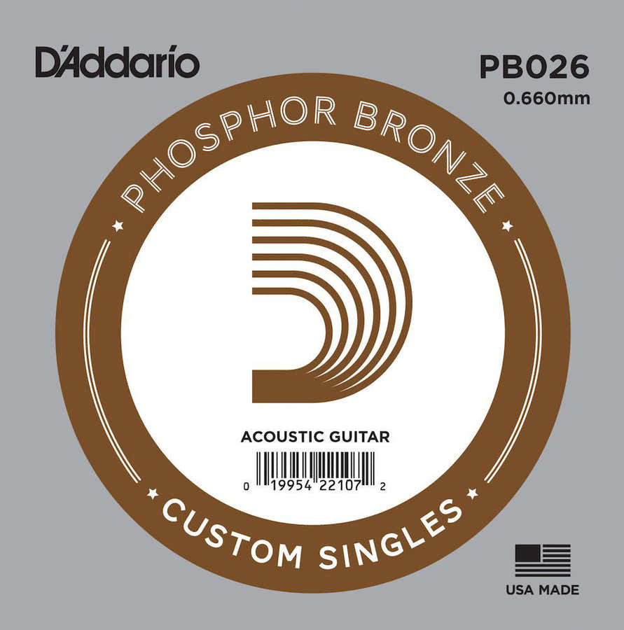 PB026 PHOSPHOR BRONZE WOUND ACOUSTIC GUITAR SINGLE STRING .026