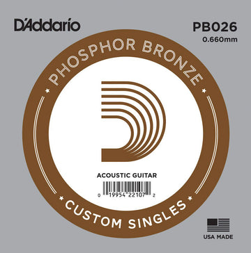 PB026 PHOSPHOR BRONZE WOUND ACOUSTIC GUITAR SINGLE STRING .026