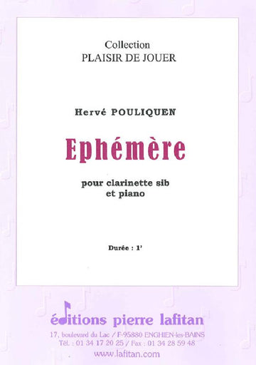 POULIQUEN HERVE - EPHEMERE - CLARINETTE ET PIANO