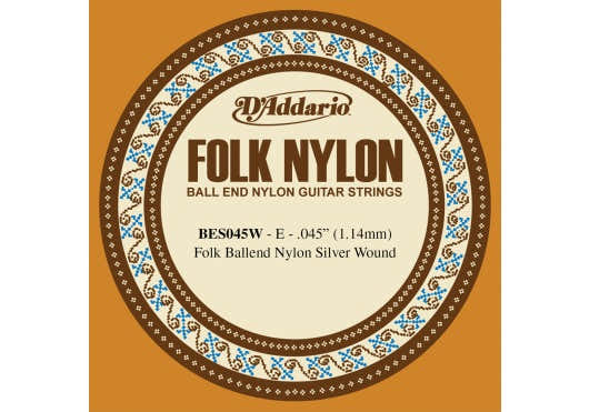 BES045W FOLK NYLON GUITAR SINGLE STRING SILVER WOUND BALL END .045