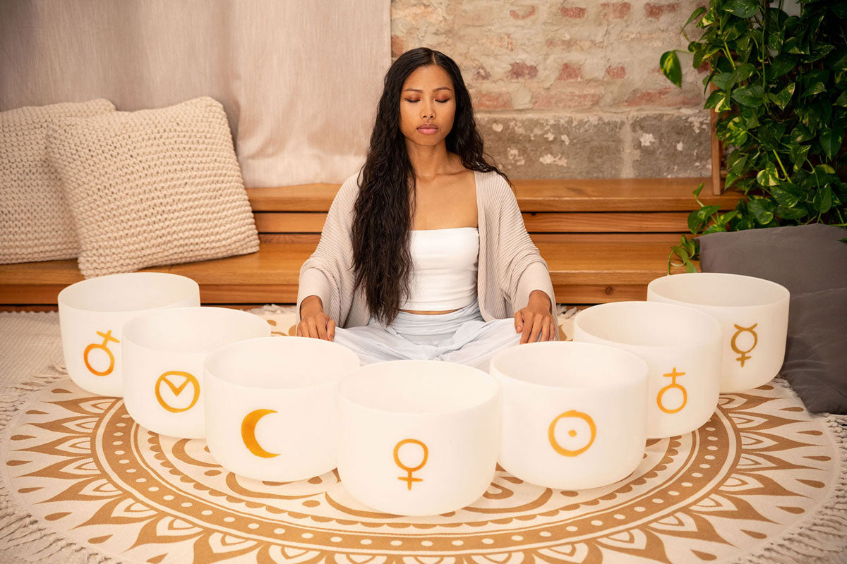 MEINL SONIC ENERGY PLANETARY TUNED CRYSTAL SINGING BOWL SET