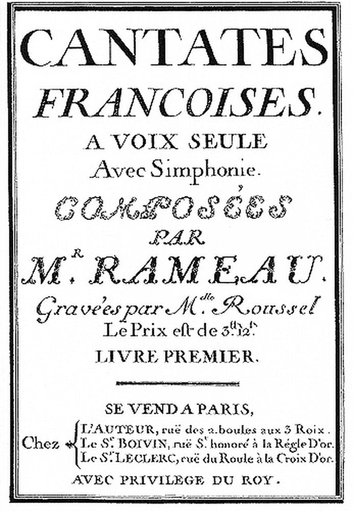 Rameau J.P. - Cates Francaises A Voix Seule Avec Symphonie 1729 - Fac-Simile