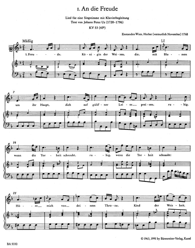 MOZART W.A. - SAMTLICHE LIEDER - HOHE STIMME KLAVIER