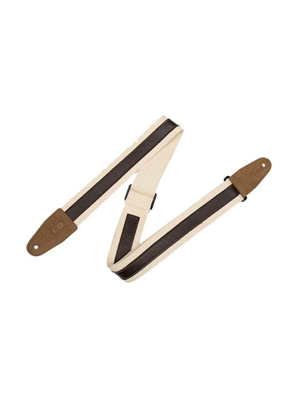 5 CM COTTON STRAP WITH LEATHER BAND - NATURAL-DARK BROWN