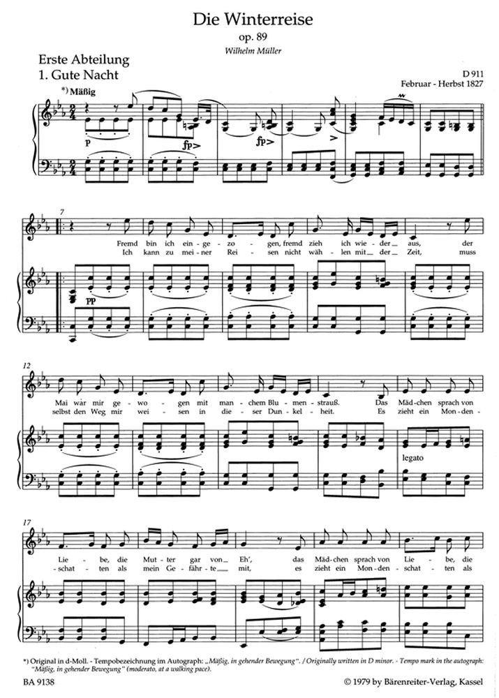 SCHUBERT F. - WINTERREISE OP.89 D 911 - MITTLERE STIMME KLAVIER