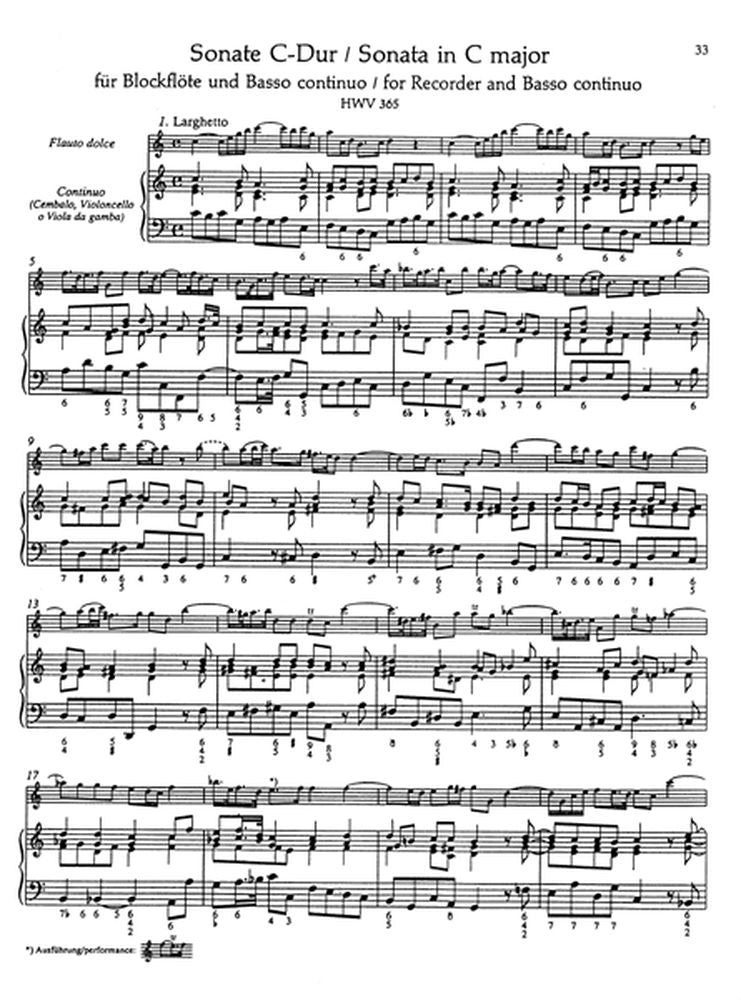 Haendel G.F. - Samtliche Sonaten - Flute A Bec Basse Continue