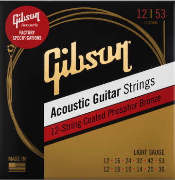 FACTORY SPEC STRINGS PHOSPHOR BRONZE ACOUSTIC GUITAR 12-STRING LIGHT GAUGE
