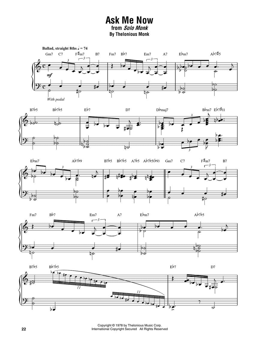 Thelonious Monk - Omnibook - Piano Transcriptions