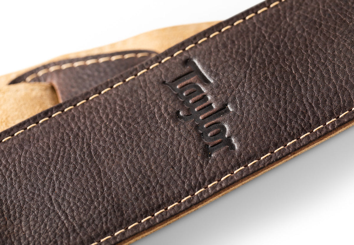 STRAP CHOCOLATE BROWN LEATHER SUEDE BACK 2.5"