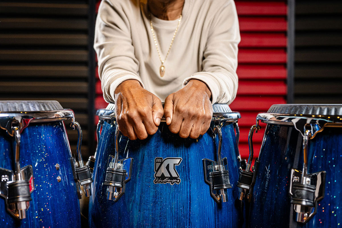 Artist Series William Kachiro Conga 11 3/4" /REMO® Black Calfskin Skyndeep Heads - Blue Wave