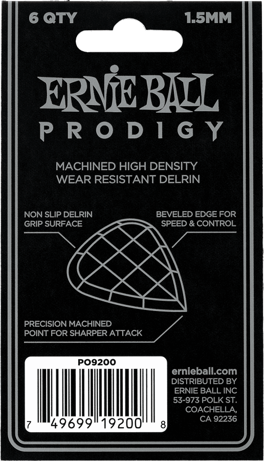 Prodigy Plektren Beutel Mit 6 Schwarz Mini 1,5Mm
